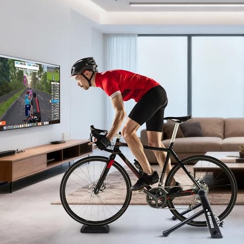 Fitvids Bike Trainer Stand Steel Bicycle Exercise Fluid Magnetic Stand with Front Wheel Riser Block, Black 7