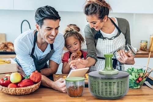 Brieftons Salad Spinner and Chopper: Large 6.3-Quart Lettuce Greens Vegetable Washer Dryer, with Bonus 0.95-Quart Veggie Chopper Mixer, Compact Storage, Easy Push Operation for Quick Veggie Prepping 9