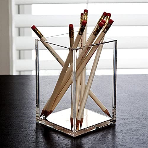 HSYMQ 2 Pack Clear Acrylic Pencil Pen Holder Cup, Makeup Brush Holder Acrylic Desk Accessories 6