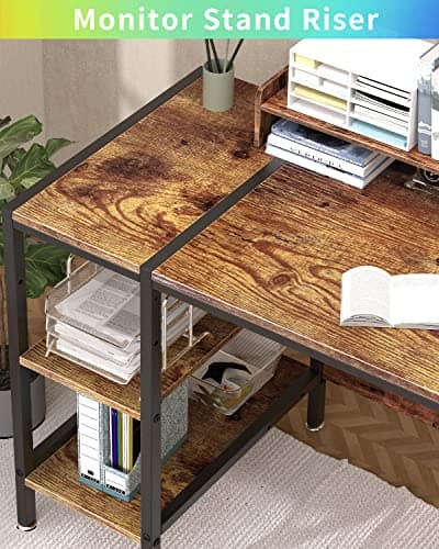 MINOSYS Computer Desk - 39” Gaming Desk, Home Office Table with Storage, Small Desk with Monitor Stand, Adjustable Storage Space, Modern Design Corner Table. 7