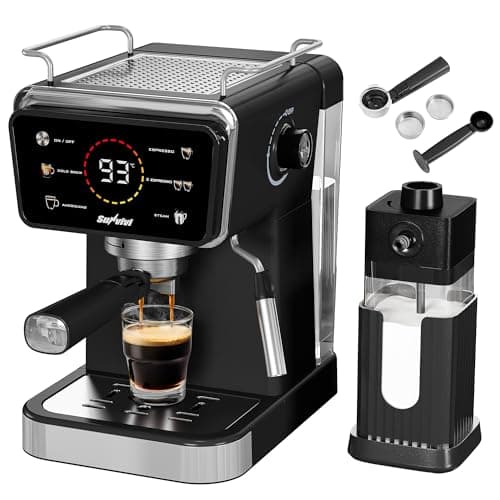 SUNVIVIPRO 20 Bar Espresso and Americano Machine for Home and Office, Iced Coffee Maker with Touchscreen, Milk Frother, Single/Double Shot & Cold Brew, 52OZ Removable Water Tank, Quick Heating System