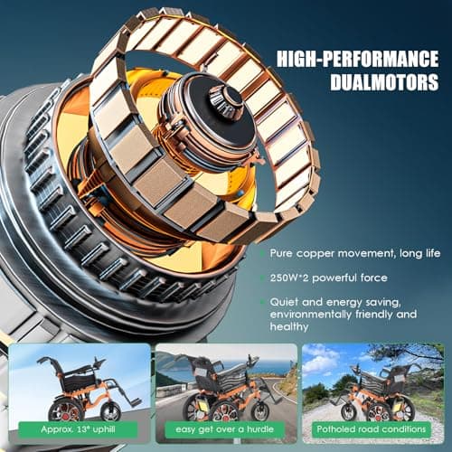 Heavy-Duty Electric Wheelchair Supporting 400 Lbs - Durable Electric Wheelchair with Foldable Frame, 20 Mile Range, Fast Charge for Seniors and Adults on Trips 5
