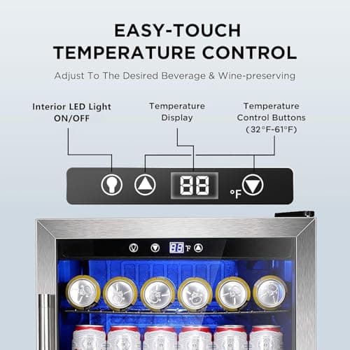 Electactic Mini Fridge 130 Can Beverage Refrigerator Cooler, 3.2 Cu.Ft Drink Fridge forSoda Wine Beer, Digital Temperature Control Cooler for Home, Dorm, Bar 6
