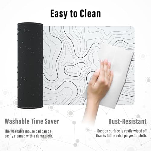 Ovenbird Large Gaming Mouse Pad with Stitched Edges, Minimalist Topographic Map Desk Mat, Extended XL Mousepad with Anti-Slip Base, Cool Desk Pad for Keyboard and Mouse, 31.5 x 11.8 in, White 7