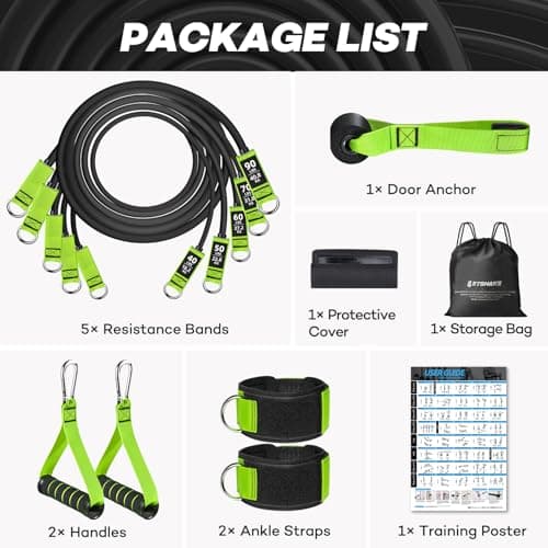 Resistance Bands, 310LBS Heavy Duty Exercise Bands for Working Out, Green Workout Bands with Handles, Stretch Band for Men, Fitness Bands for Home Workouts, Muscle Training, Strength, Slim, Yoga 7