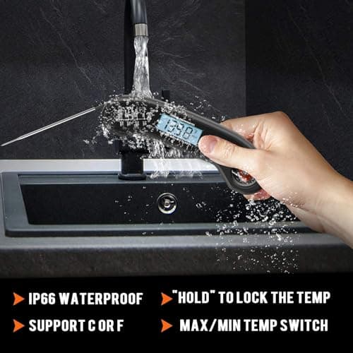 Meat Thermometer Digital, Instant Read Meat ThermometerI for Grill and Cooking, Waterproof Food Thermometer for Kitchen and Outside, BBQ, Turkey, Candy, Liquids, Beef 6