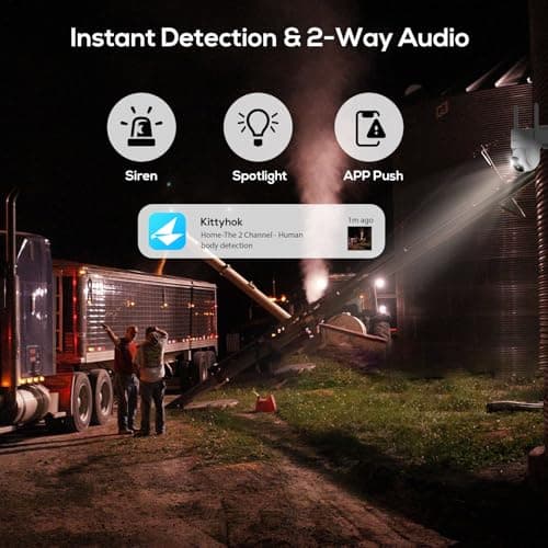 Kittyhok 4G LTE Cellular Solar Security Camera Wireless Outdoor, 2K No WiFi Security Camera, 360° Live View Pan/Tilt, Color Night Vision, 2 Way Talk, PIR Motion Sensor, Siren, Built-in SIM Card 7