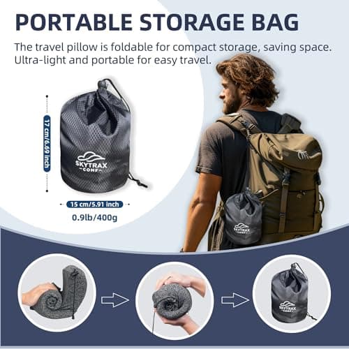 Travel Pillow with Extra Large Hood for Airplane Long Flights Privacy and Comfort Memory Foam with Skin-Friendly Cover for Road Trip Head&Neck Support for Plane Office Cars Sleeping & Rest (Grey) 8