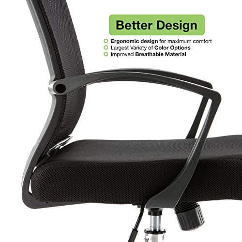 Modern Home Zuna Mid-Back Office Task Chair - Ergonomic Back Supporting Mesh Back Desk Chair (White/White) 7