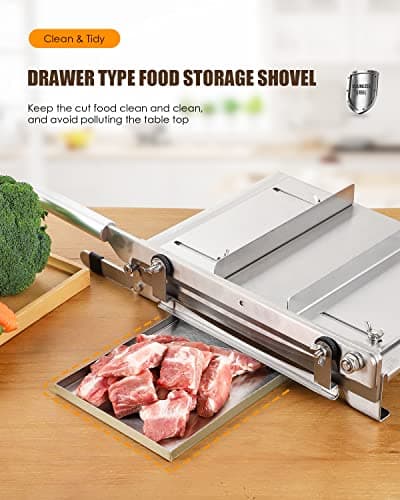 CGOLDENWALL 2 BLADES Manual Ribs Meat Chopper Slicer Stainless Steel Hard Bone Cutter Beef Mutton Household Vegetable Food Slicer Slicing Machine for Whole Chicken Rib Spine 7