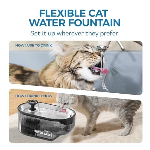 PAPIFEED Cat Water Fountain, 84oz/2.5L Automatic Pet Water Fountain Dog Water Dispenser with a Stainless Steel Tray, Easy Cleaning for Cats, Dogs, LED Light - Black 7