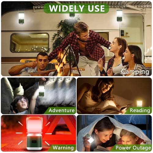 Portable Camping Lantern Rechargeable -4inch, 2000LM LED Camping Lights Lantern with Redlight&20Hours Runtime& Stepless Dimming, Hurricane Emergency Lights for Power Outages, Waterproof Camping Lamp 6