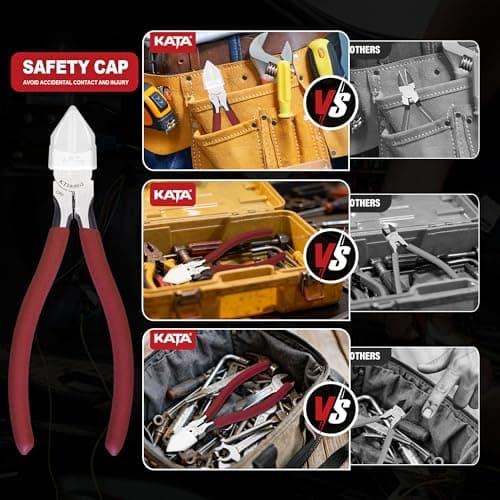 KATA 6-Inch Flush Cut Wire Cutters, Heavy Duty Side Cutter Pliers with Safety Cap, Sharp Snips for Crafting, Zip Ties, Floral Wire, Electrical, Jewelry, Chicken Wire, Artificial Flowers 5