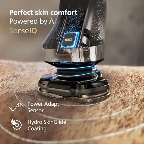 Philips Norelco Shaver i9000, Wet & Dry Electric Shaver, Ink Black, SenseIQ Technology, Triple Lift & Cut System, 360 Rotating Dual SteelPrecision Precision Blades, Nose Trimmer, Model X9000/90 6