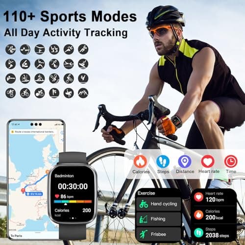 uaue AI Smart Watch with ChatGPT, 1.91" Bluetooth Calling Smartwatch for Men Women, 110+ Fitness Modes Activity Tracker, Heart Rate/Sleep/Calorie Monitor, IP68 Waterproof Step Counter for Android iOS 5