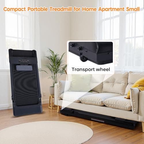 Walking Pad Treadmill with Handle Bar, 3.5HP Compact Portable Foldable Walking Pads Treadmill with Handles, Electric Small Treadmills for Home Office Apartment, LED Display, 400 LBS Capacity 6
