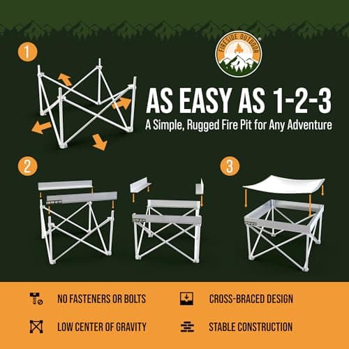 Fireside Outdoor Portable Fire Pit for Camping Fire Pit 24 Inch - Collapsible Pop Up Firepits for Outside, Portable Campfire Pits, Small Firepit for Outside, Weighs 7 lbs, Heat Shield NOT Included 4