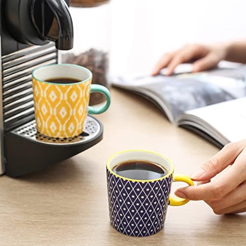 Selamica Ceramic 3.5 Oz Espresso Cups, Espresso Mugs 2.5 Inch Demitasse Cups, Mini Coffee Cups for Latte Mocha Lungo Tea, Set of 4, Assorted Colors 5