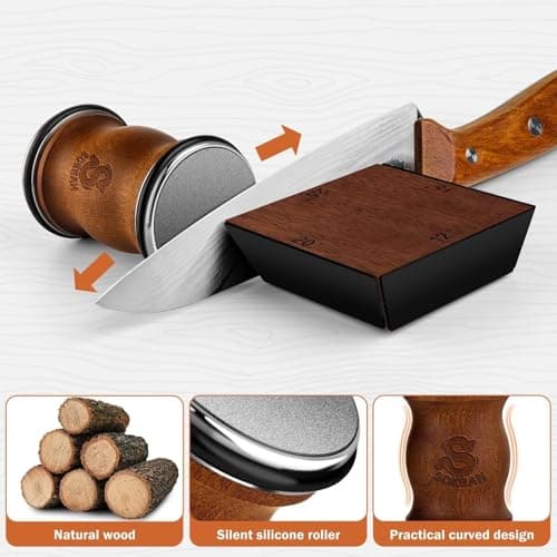Rolling Knife Sharpener- Diamond Knife Sharpening Kit- Professional Magnetic Sharpening System- Circular Knife Sharpener Roller with Fixed Angle Support 12° 15° 2° 25° 8