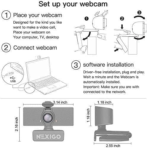 NexiGo 1080P Business Webcam Kits, N60 HD Web Camera with Microphone and Privacy Cover, Software Control, Lightweight Mini Tripod, Extendable Stand, for Zoom/Skype/Teams 9