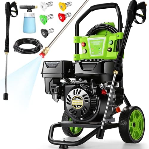 Homdox 4200PSI Pressure Washer 4.0GPM Gas Power Washer 209CC Gas Powered Washing Machine Commercial High Pressure Washer with 25ft Hose&5 Nozzles for Patio Garden Yard Vehicle,