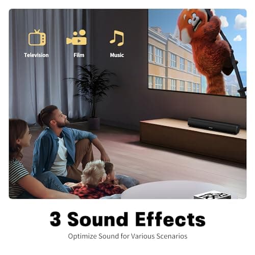 Sound Bar for Smart TV, 16'/60W Soundbar with Impactful Bass, Dynamic Light and Remote Control, Wall Mountable TV Speakers with Bluetooth/Optical/3.5MM AUX for Gaming/PC/Projector 5