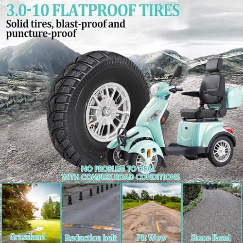 Mobility Scooter，Electric Mobility Scooter，Mobility Scooters for Adults，Heavy-Duty 4 Wheel Mobility Scooters，Heavy Duty Mobility Scooters for Seniors (xl-4l Green-6) 5