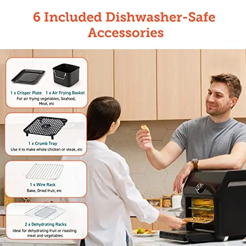 COSORI Air Fryer Toaster Oven Combo, 10 Qt Family Size, 14-in-1 Functions with Dehydrate, Roast, Smart Control Through Phone & Voice, 1000+ In-APP Recipes & 6 Dishwasher -Safe Accessories, Black 7