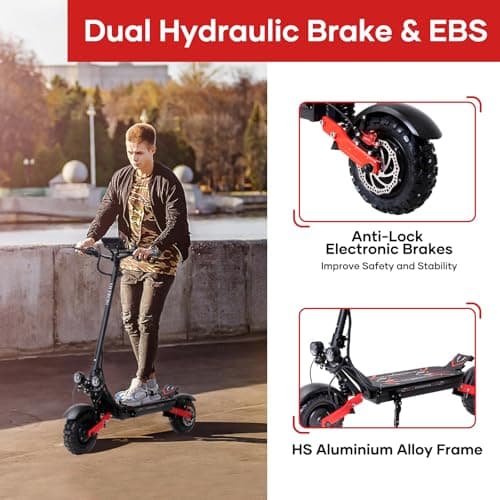 S3 Electric Scooter for Adults, 6000W Dual Motors, Up to 50MPH & 55 Miles, 60V 24Ah Battery, 11" Tires, Off-Road E-Scooter with Dual Brake & Suspension Systems, Folding Commuter Electric Scooter 5