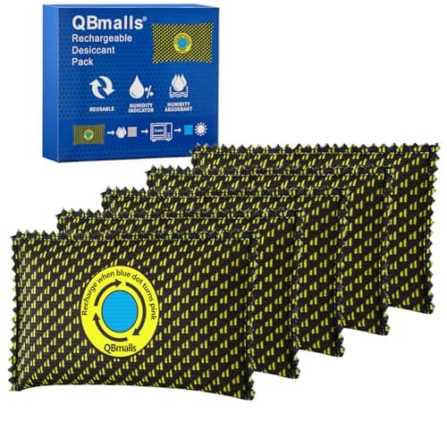 QBmalls 100g Rechargeable Desiccant Pack of 5,Moisture Absorber for Storage,Gun Safes,camper and Cars,Desiccant Dehumidifier for Closets,Drawer,Luggage and Small Spaces