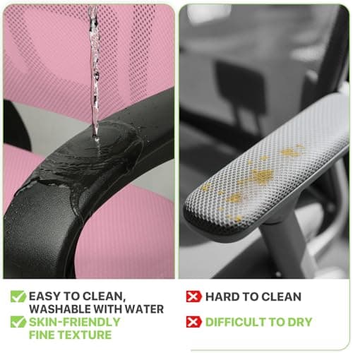 Magshion Office Chair, Ergonomic Mid-Back Mesh Desk Chair, Rolling Computer Chair with Lumbar Support & Comfy Armrests for for Gaming, Work, Study, 300 Lbs Capacity, Pink 5