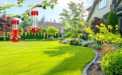 Hummingbird Feeders for Outdoors Hanging Ant and Bee Proof, 3 Pack 15 Ounces Red Hummingbird Feeder with 5 Feeding Ports and Perches, Built-in Ant Moat, Outside Garden Décor (Plastic, 3)