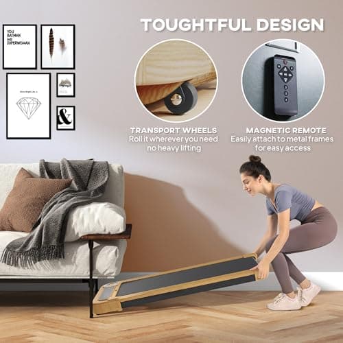 Soozier Walking Pad, Under Desk Treadmill with 17" x 43" Wide Belt, Remote Control, Bluetooth Speaker, Wheels and LED Display, Quiet 2.5HP Walking Machine for Home Gym Office, Installation-Free 9