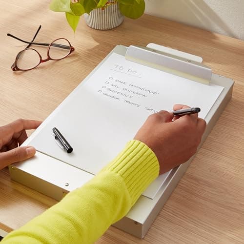 Amazon Basics Metal Clipboard with 2 Compartments, Letter Size, 250 Sheet Storage Capacity, Office Supplies, Silver, 14.09 x 9.21 x 2.6 inches 7