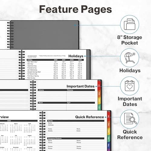 Dunwell 2026 Daily Planner, 8.5x11 Appointment Book with 15-Minute Schedule, Colorful Tabs, Lay-Flat Design, Thick No-Bleed Pages 8