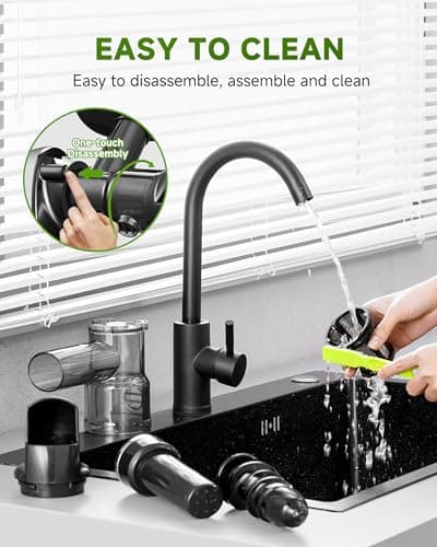 AMZCHEF Cold Press Masticating Juicer Machine - 90% Yield Reverse System, Quiet Motor for Home & Breakfast, 3-Step Clean with Brush, Includes 50+ Juice Recipes, Light Grey 8