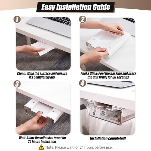 2 Pack Under Desk Storage Drawers Slide Out-Drill-On or Self-Adhesive,Large&Medium Drawer Under Desk Organizer Under Table Drawer for Home Office School Organization and Storage 8