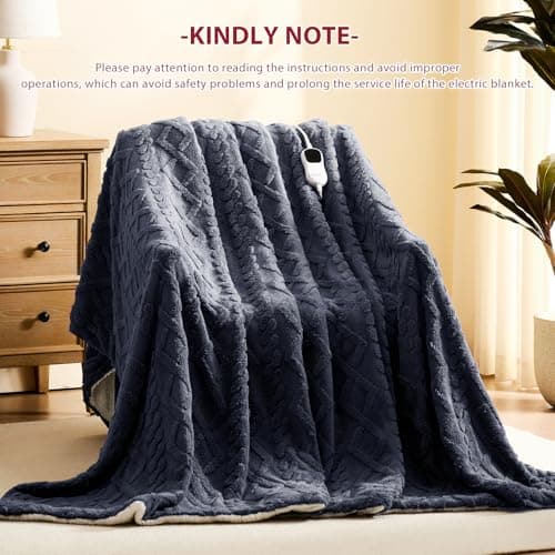 JKMAX Heated Electric Blanket King Size-100"x90" Heating Blanket with 10 Heating Levels & 5 Time Settings Over-Heat Protection，Winter Warmer for Adults with ETL Certification（Grey） 7