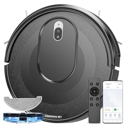 PSUK W7 Robot Vacuum and Mop Combo, 2 in 1 Mopping Robotic Vacuum Cleaner with Watertank and Dustbin, Self-Charging, Slim, Max 120mins Runtime for Hard Floor, Carpet Cleaning