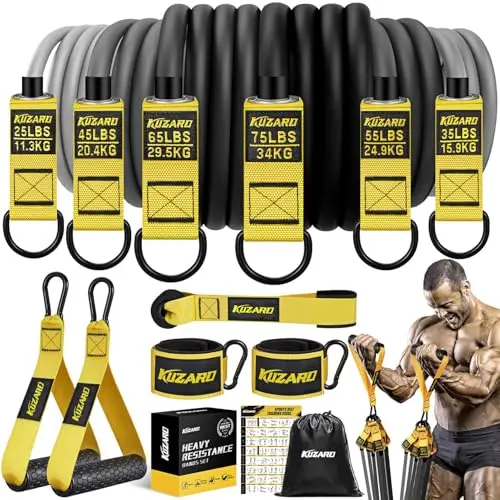 KUZARO Heavy Resistance Bands for Working Out, 300lbs/360lbs Heavy Exercise Bands with Handles, Resistance Bands for Men, Weight Bands Set for Muscle Training, Strength, Yoga, Home Workout Equipment