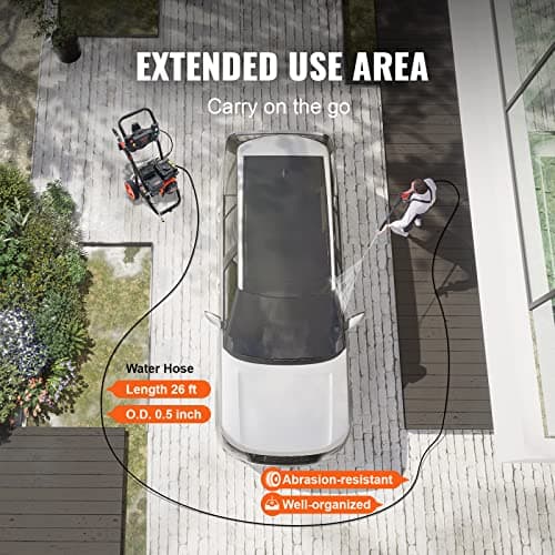 VEVOR Gas Pressure Washer, 3600 PSI 2.6 GPM, Gas Powered Pressure Washer with Copper Pump, Spray Gun and Extension Wand, 5 Quick Connect Nozzles, for Cleaning Cars, Homes, Driveways, Patios 6