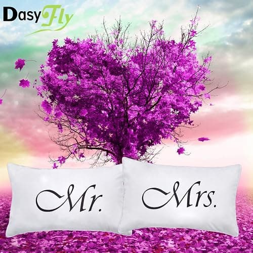 DasyFly 2PCS Mr and Mrs Pillow Cases,His and Hers Couples Pillowcases,Romantic Anniversary Engagement Christmas Wedding Gifts for The Couple,Bride Shower Gifts Ideas 6