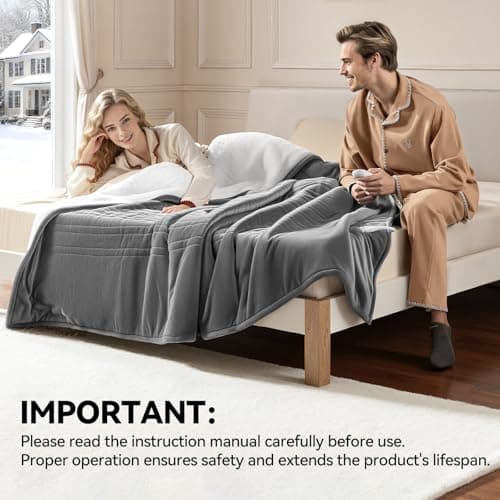Heated Blanket Electric King - Dual Control Ultimate Safety with Dual-Core Tech, ETL Certified, 100x90", 10H Auto Off, 8 Heat Levels, Dual-Sided Flannel & Sherpa, Ideal for Spacious King Size Beds 9