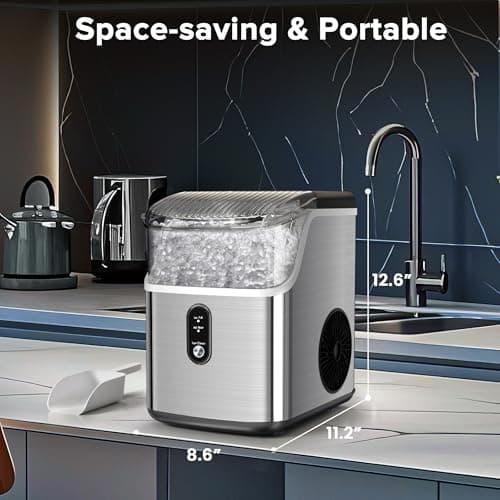 Electactic Countertop Nugget Ice Maker Pro - 34lbs/24H, Self-Cleaning Pellet Ice Machine with Soft Chewable Ice, One-Touch Operation for Home, Kitchen, Office (Silver) 7