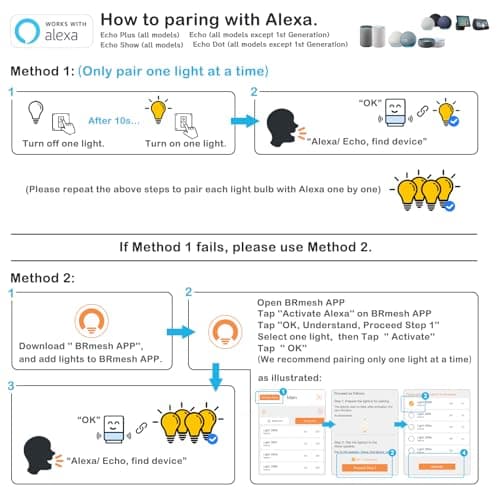 UCB Alexa Light Bulb 130W Equivalent, Smart Light Bulbs Warm White to Daylight Tunable, A19 E26 Bluetooth LED Bulbs Work with Alexa Only for Bedroom Kitchen Living Office No WiFi Required 4 Pack 4