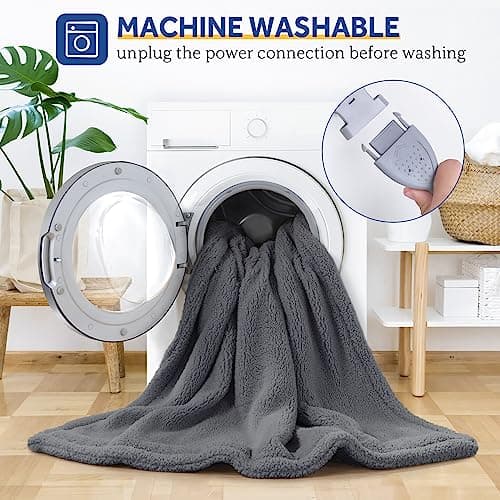 SEALY Electric Blanket King Size, Dual Control Soft Sherpa Heated Blanket with 10 Heating Levels & 1 to 12 Hours Auto-Off Settings Over-Heated Protection 90"x100" Machine Washable, Dark Grey 7