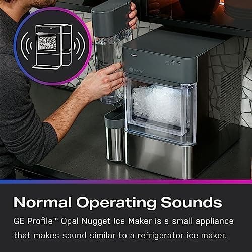 GE Profile Opal 2.0 XL with 1 Gallon Tank, Chewable Crunchable Countertop Nugget Ice Maker, Scoop Included, 38 lbs in 24 Hours, Pellet Ice Machine with WiFi & Smart Connected, Black Stainless 8