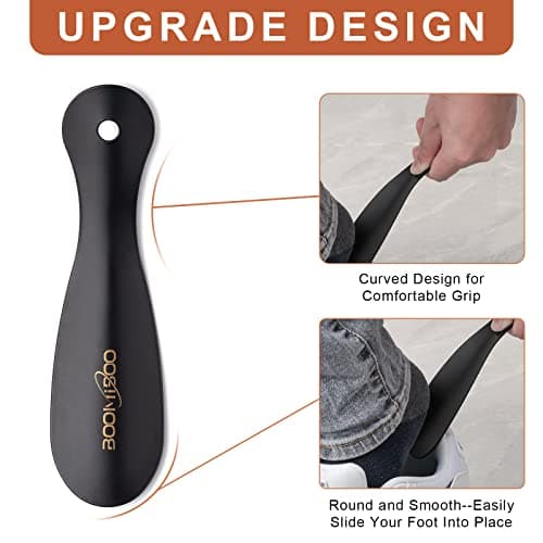 BOOMIBOO 2 Pack Metal Shoe Horns - Sturdy 7.5 Inch Shoe Helper with Ergonomic Handle, Travel Friendly Shoe Horns for Men and Women 5