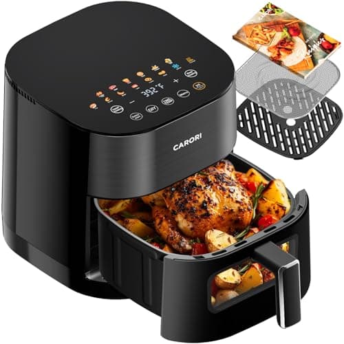 Air Fryer 14-in-1 with Viewing Window, 6Qt Large Capacity, 392℉ Max Crisp, Airfryer No Filping Dual Heating, Bake, Roast, Dehydrate, Reheat, 1700W Fast Even Easy Meals, Nonstick Dishwasher Safe Basket