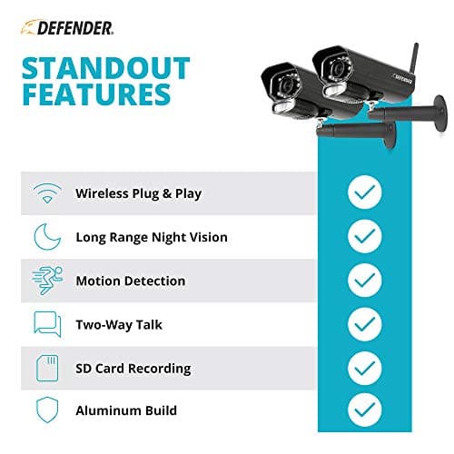Defender PHOENIXM2 Non-WiFi Plug-in Power Security Cameras- for Home & Business Surveillance Indoor & Outdoor Bullet Cameras with 7 Inch LCD Display Monitor (2 Cameras) 5